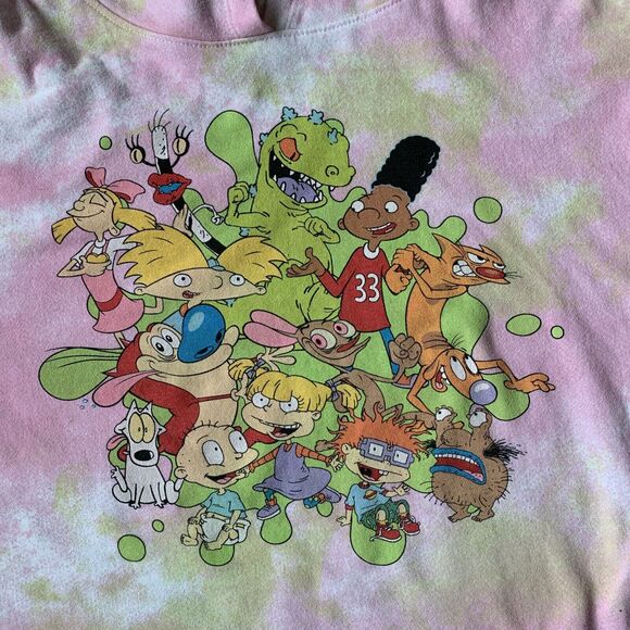 Vintage Nickelodeon Hey Arnold Ren Stimpy Rugrats Pullover Hoodie Large - Picture 2 of 7